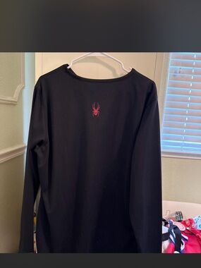 Men's Black Long Sleeve Tee with Red Spider Logo